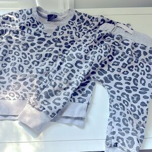 Little bipsy grey black leopard jogger set